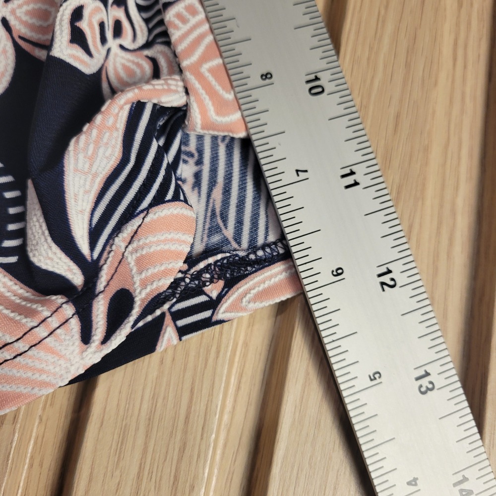 SJS Petite Floral Striped Button Down Blouse Pink Navy Blue PS T8538-PE-EL-RM - Picture 8 of 8